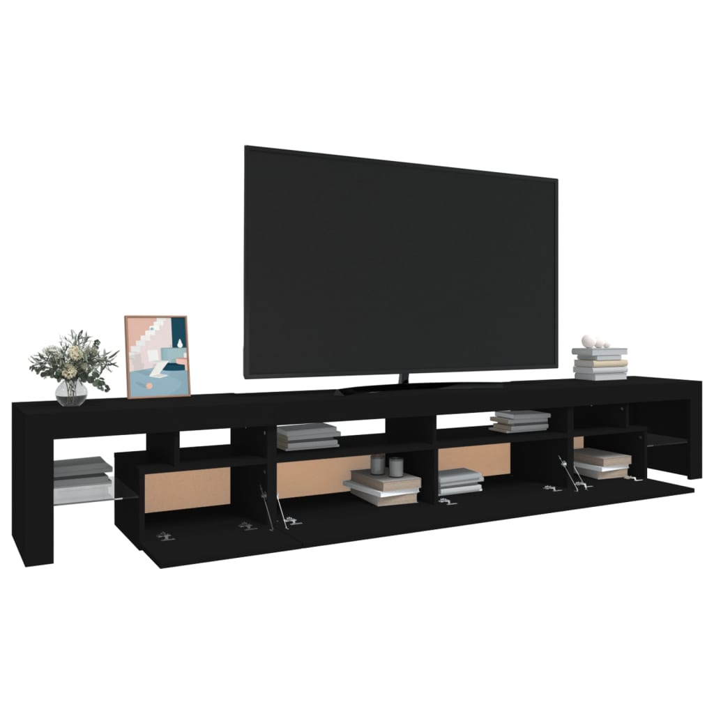 vidaXL TV Cabinet with LED Lights Black 260x36.5x40 cm