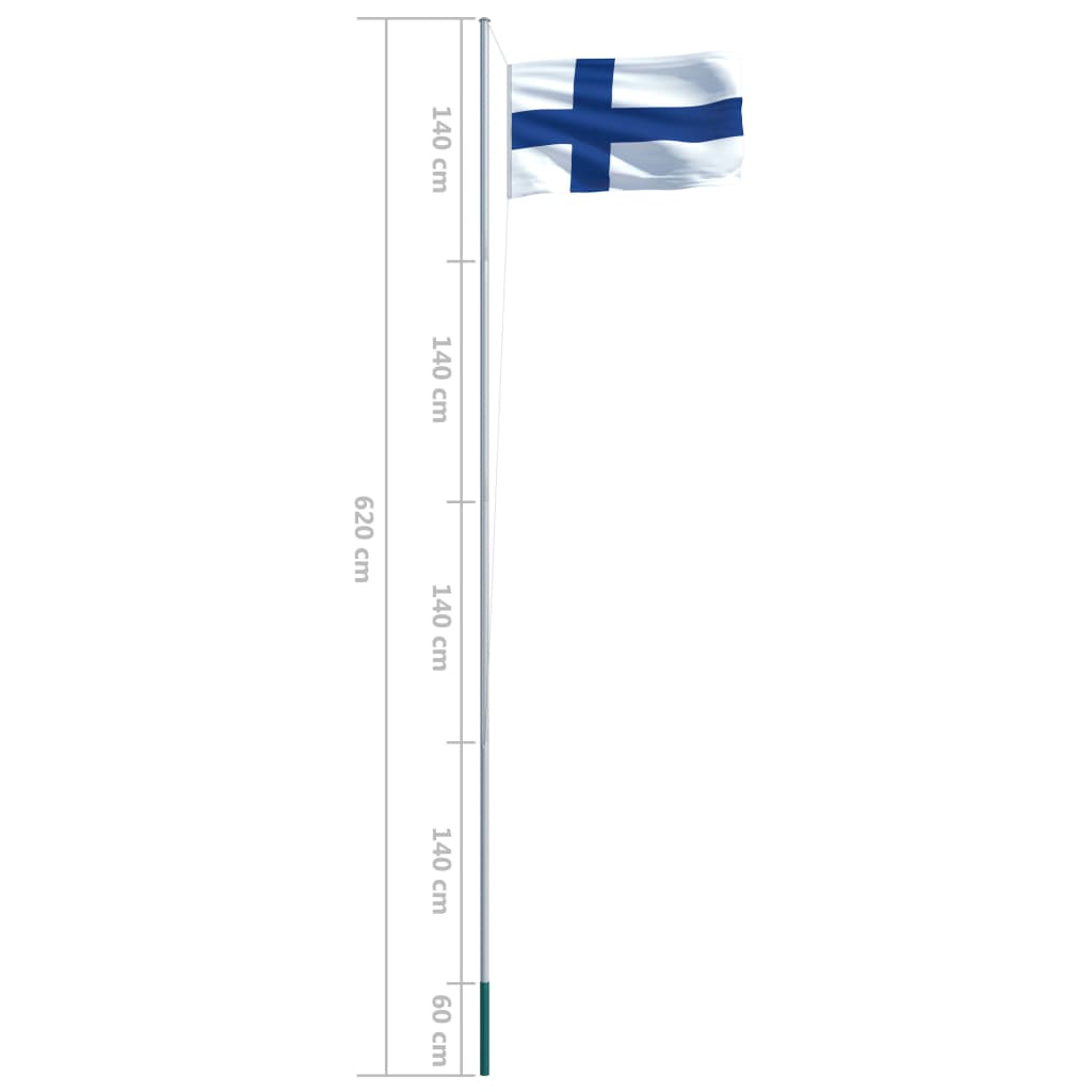 vidaXL Finland Flag and Pole Aluminium 6.2 m