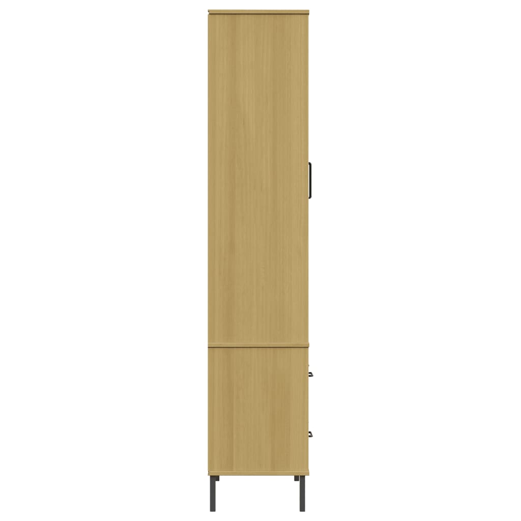 vidaXL Bookcase with Metal Legs Brown 85x35x172.5 cm Solid Wood OSLO