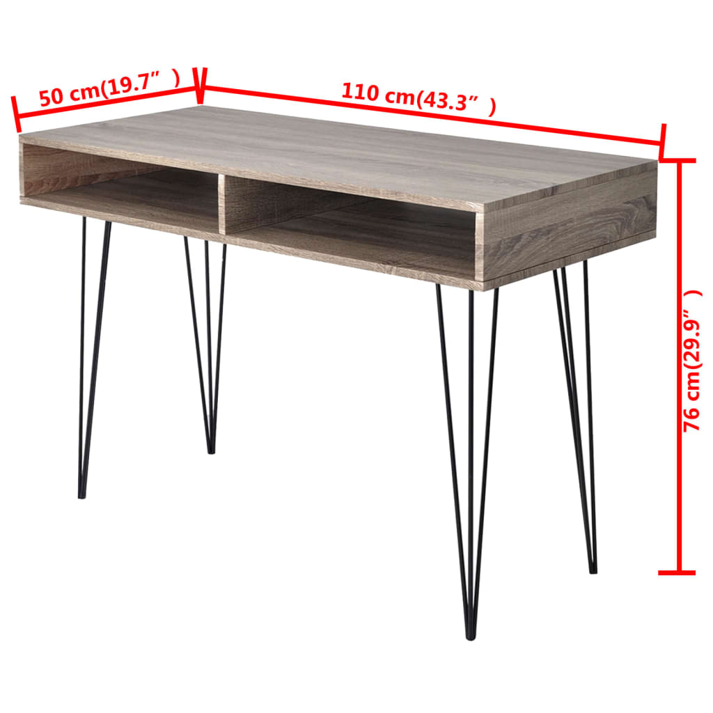 vidaXL Desk with 2 Compartments Grey