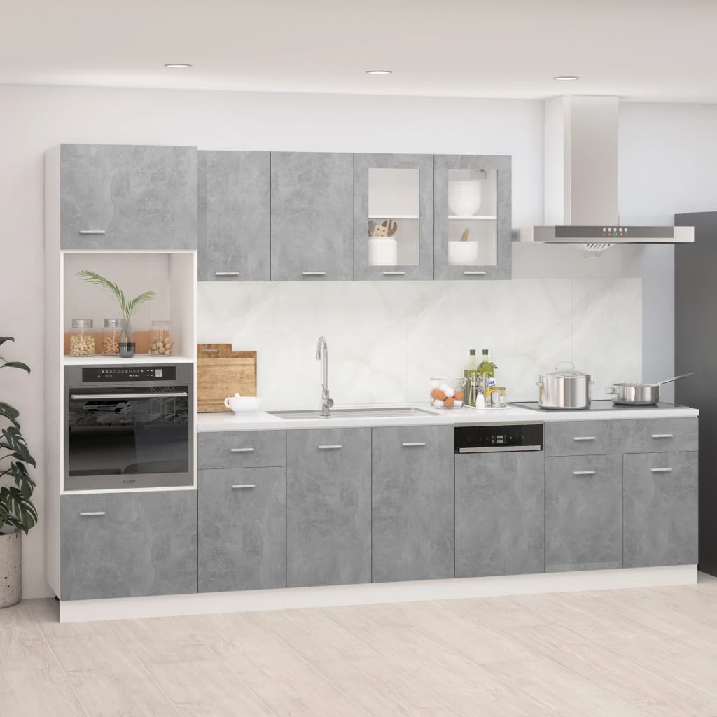vidaXL 7 Piece Kitchen Cabinet Set Concrete Grey Engineered Wood
