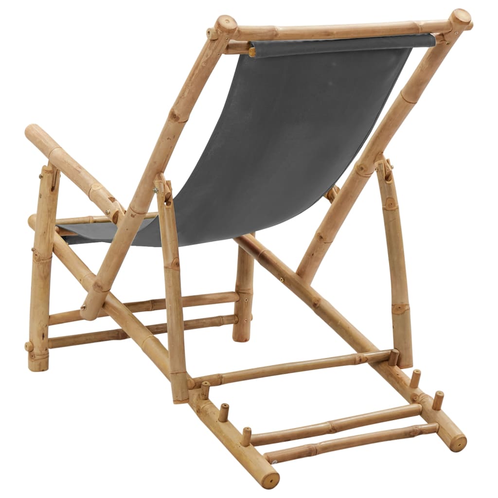 vidaXL Deck Chair Bamboo and Canvas Dark Grey