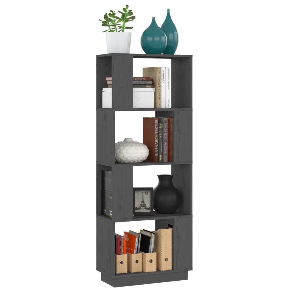 vidaXL Book Cabinet/Room Divider Grey 51x25x132 cm Solid Wood Pine
