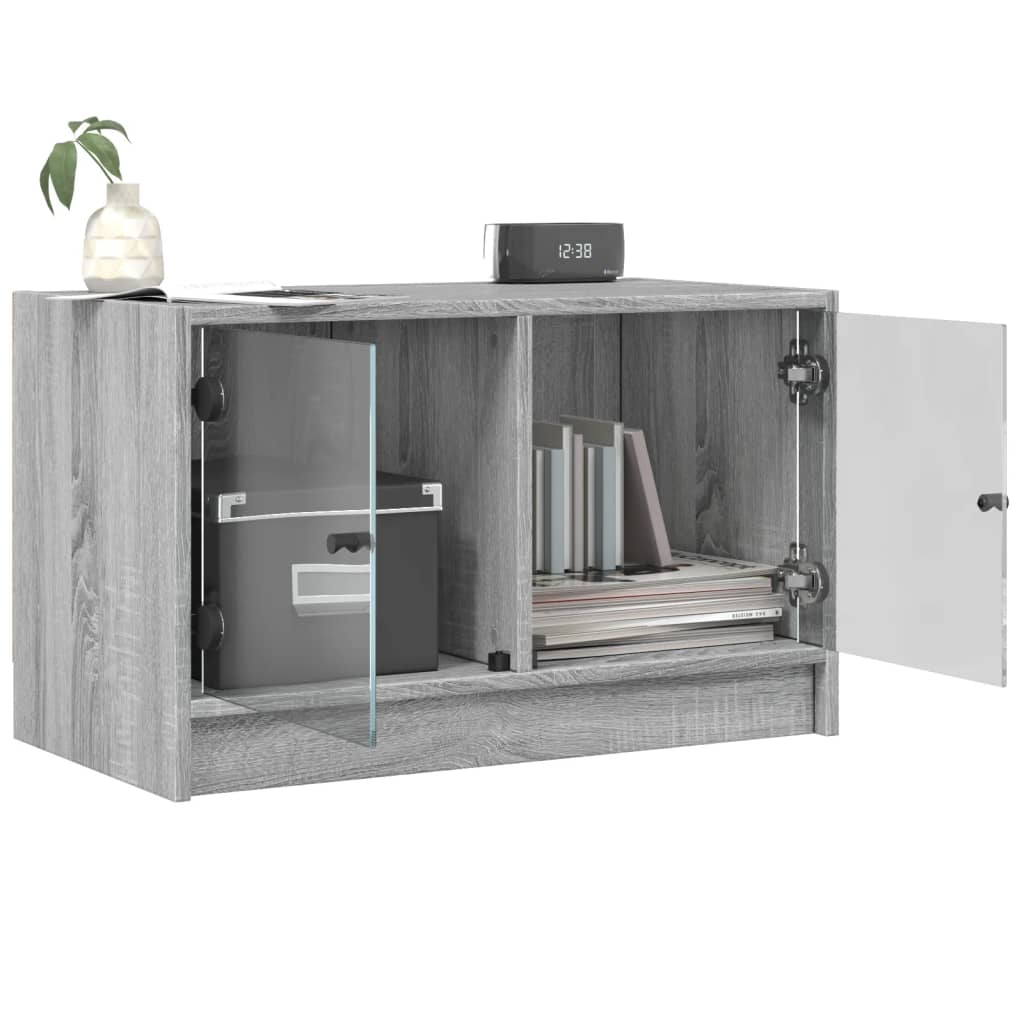 vidaXL TV Cabinet with Glass Doors Grey Sonoma 68x37x42 cm