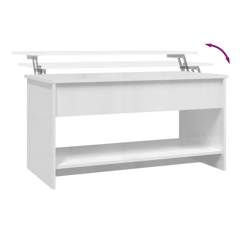 vidaXL Coffee Table High Gloss White 102x50x52,5 cm Engineered Wood
