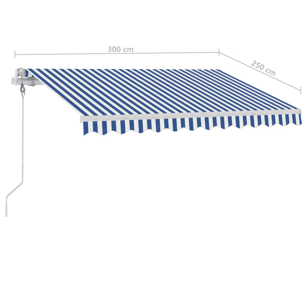 vidaXL Automatic Awning with LED&Wind Sensor 300x250 cm Blue and White