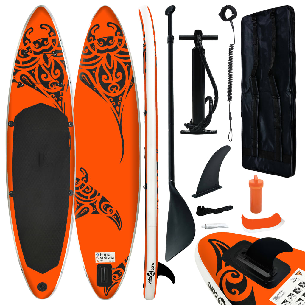 vidaXL Inflatable Stand Up Paddleboard Set 320x76x15 cm Orange