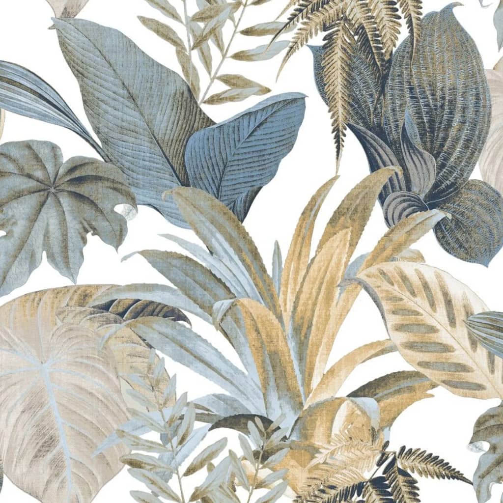 Noordwand Wallpaper Topchic Big Leaves Blue and Beige