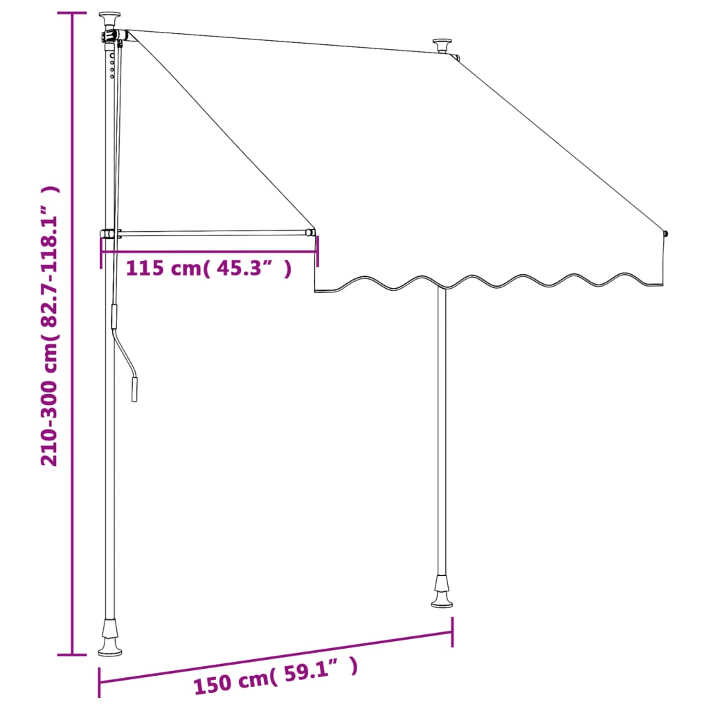 vidaXL Retractable Awning Anthracite 150x150 cm Fabric and Steel