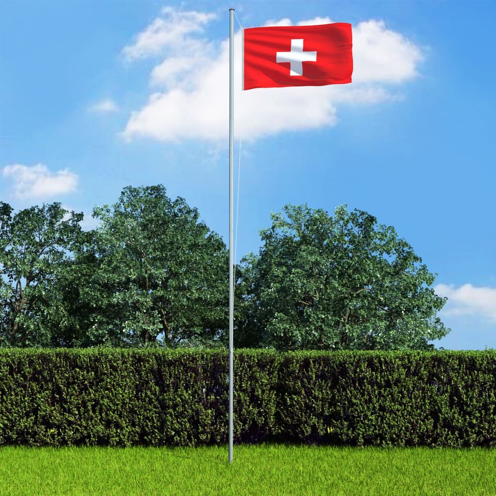 vidaXL Switzerland Flag and Pole Aluminium 4 m