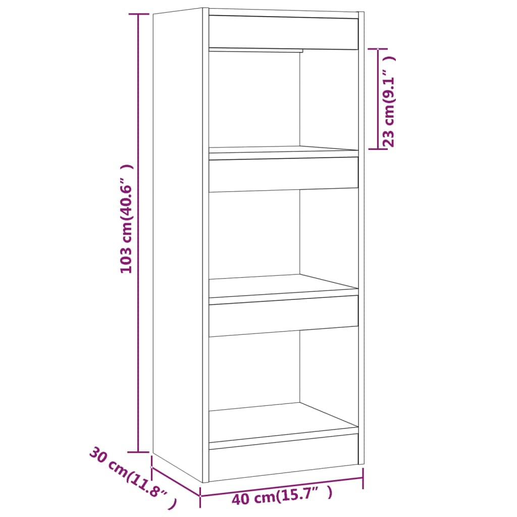 vidaXL Book Cabinet/Room Divider Brown Oak 40x30x103 cm Engineered Wood