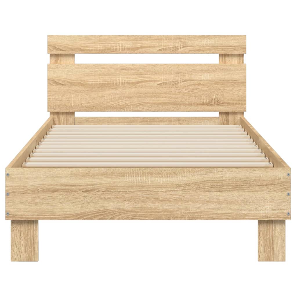 vidaXL Bed Frame with Headboard Sonoma Oak 75x190 cm Small Single Engineered wood