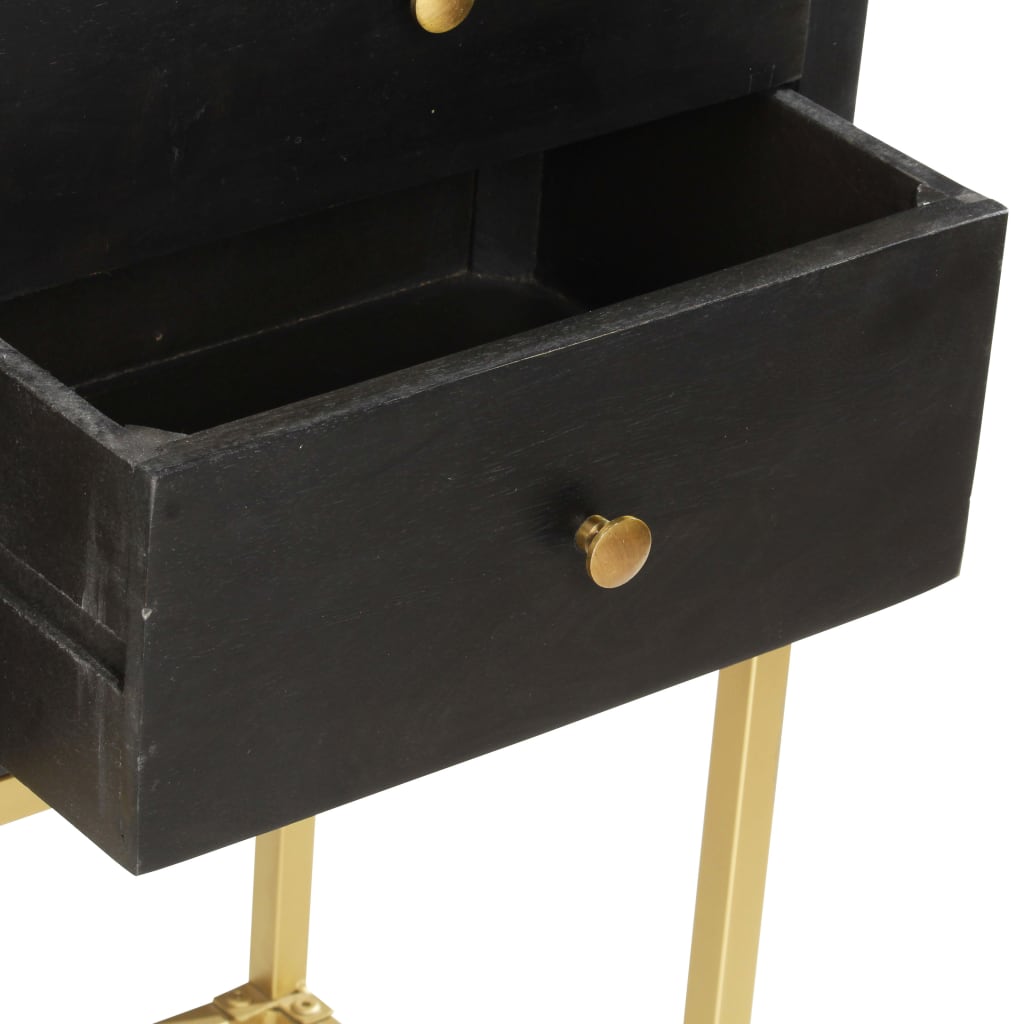vidaXL Sideboard Black and Gold 120x30x75 cm Solid Mango Wood