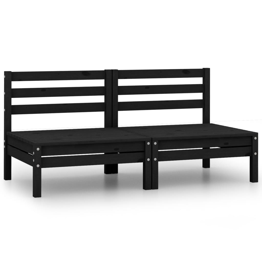 vidaXL Garden 2-Seater Sofa Black Solid Pinewood