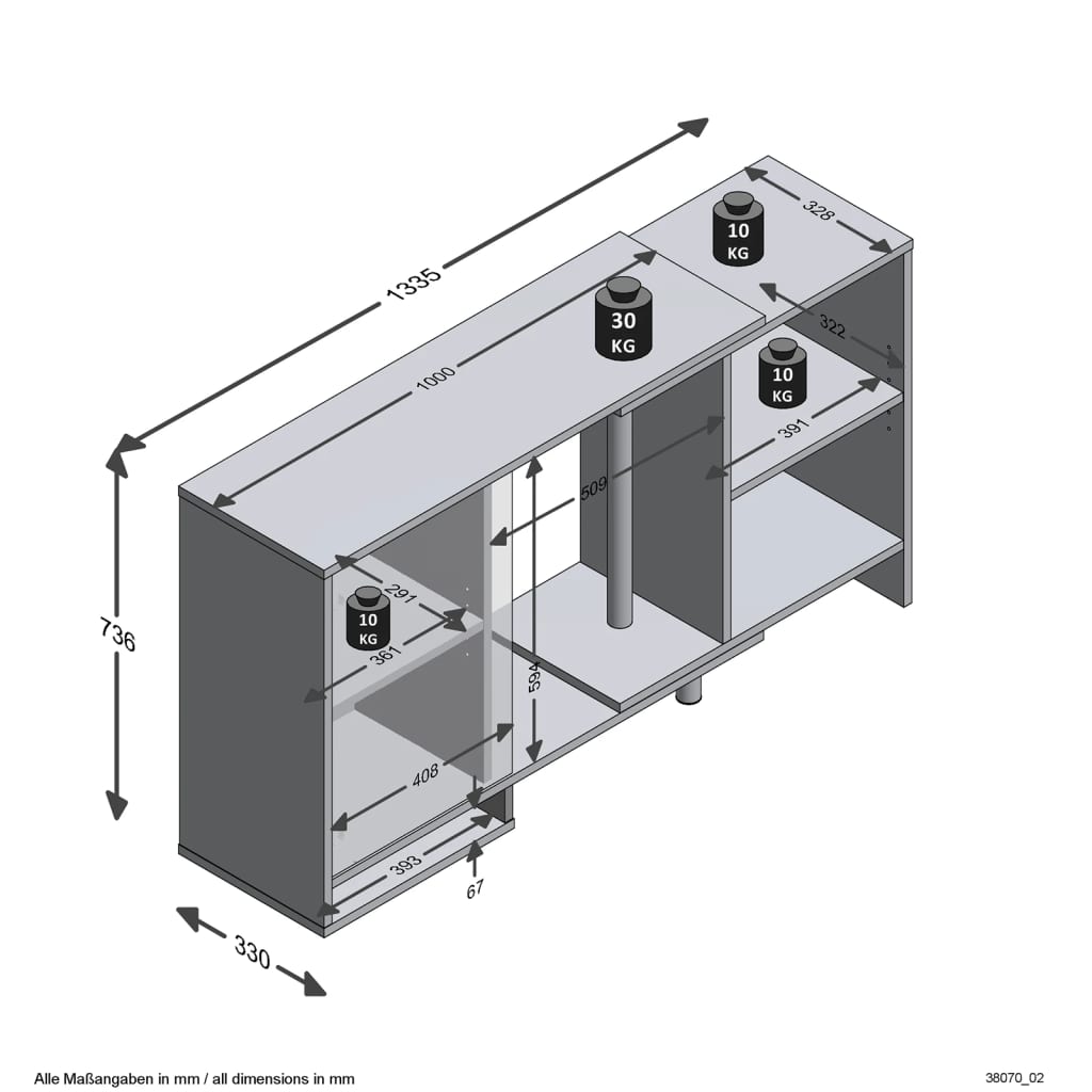 FMD Modular Corner Storage Unit with Open Shelf White
