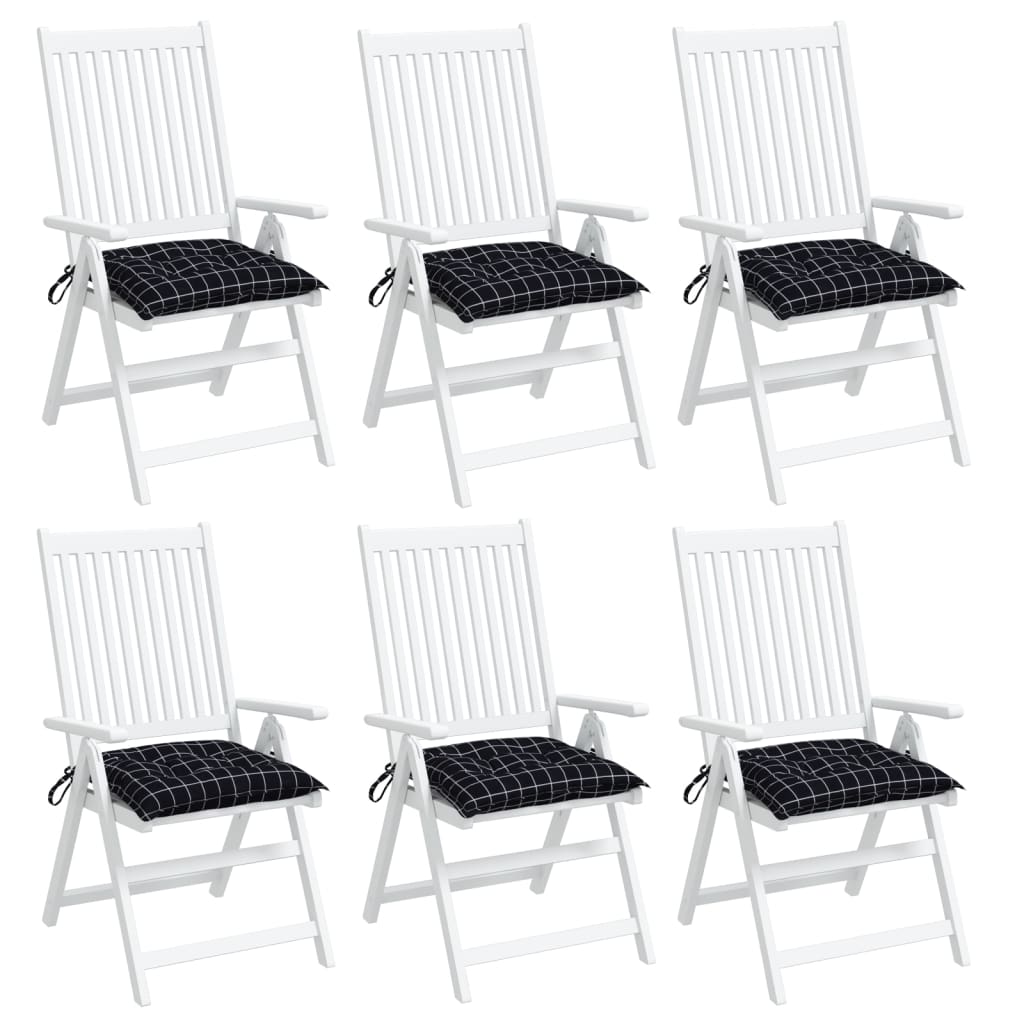 vidaXL Chair Cushions 6 pcs Black Check Pattern 40x40x7 cm Fabric