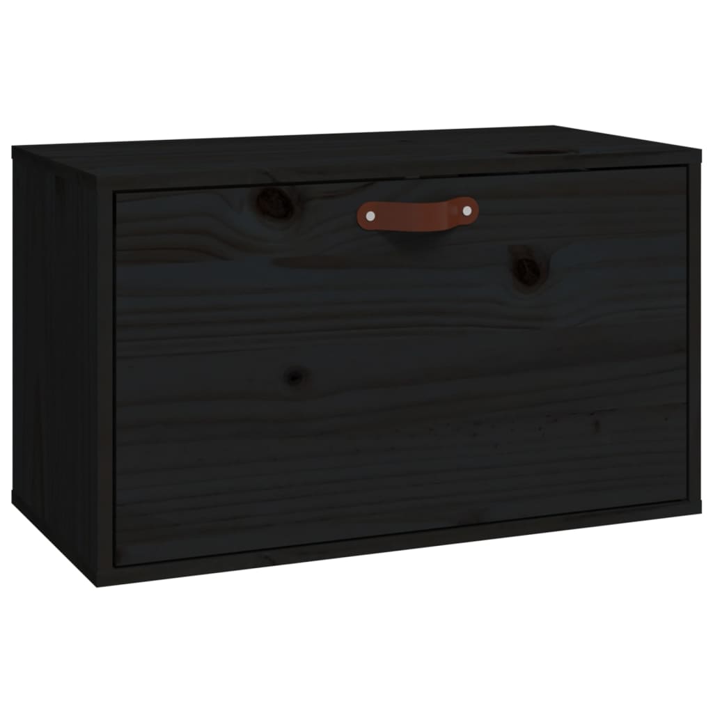 vidaXL Wall Cabinet Black 60x30x35 cm Solid Wood Pine