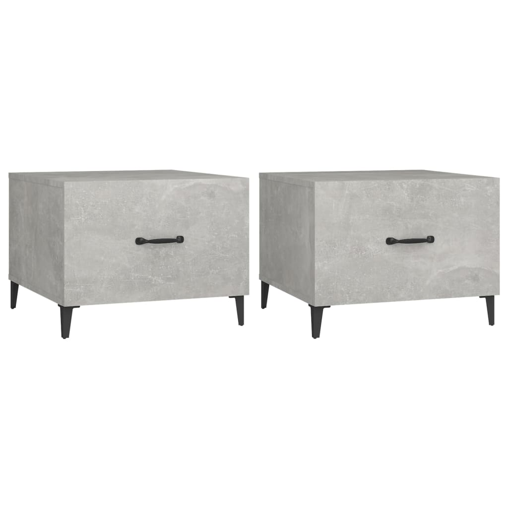 vidaXL Coffee Table with Metal Legs 2 pcs Concrete Grey 50x50x40 cm