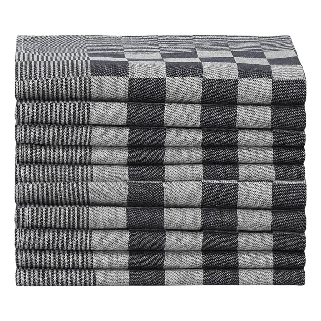 vidaXL Kitchen Towels 10 pcs Black and White 50x70 cm Cotton