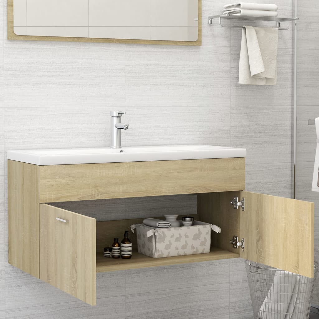 vidaXL Sink Cabinet Sonoma Oak 100x38.5x46 cm Engineered Wood