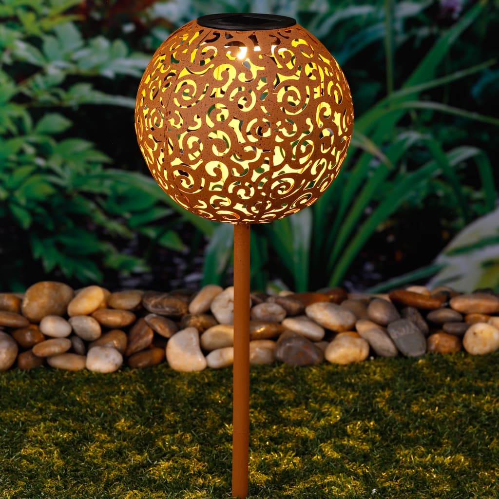 HI LED Solar Garden Ball Light 18 cm Metal Brown