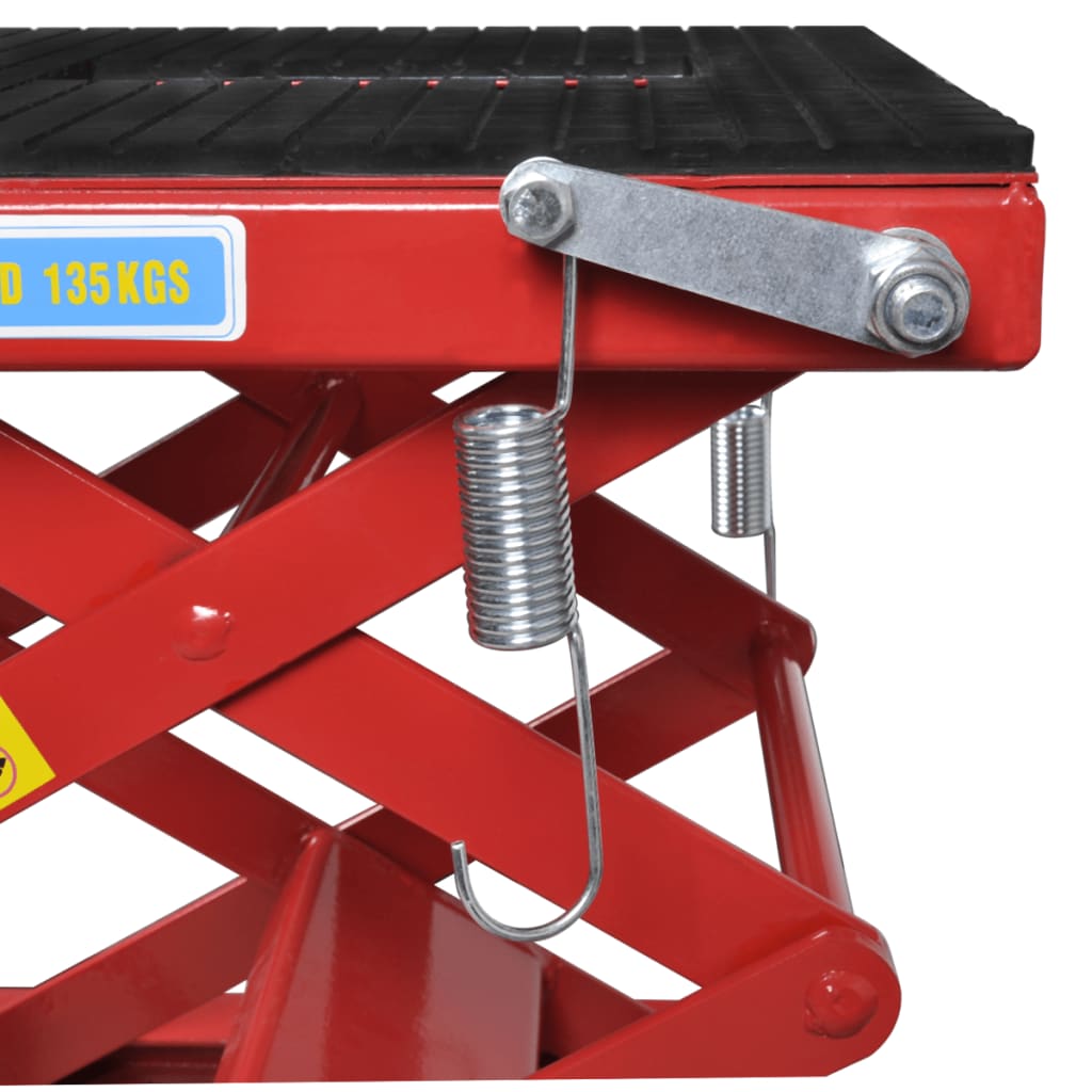 Red Motorcycle Lift 150 kg with Foot Pad, Locking Bar, Release Valve