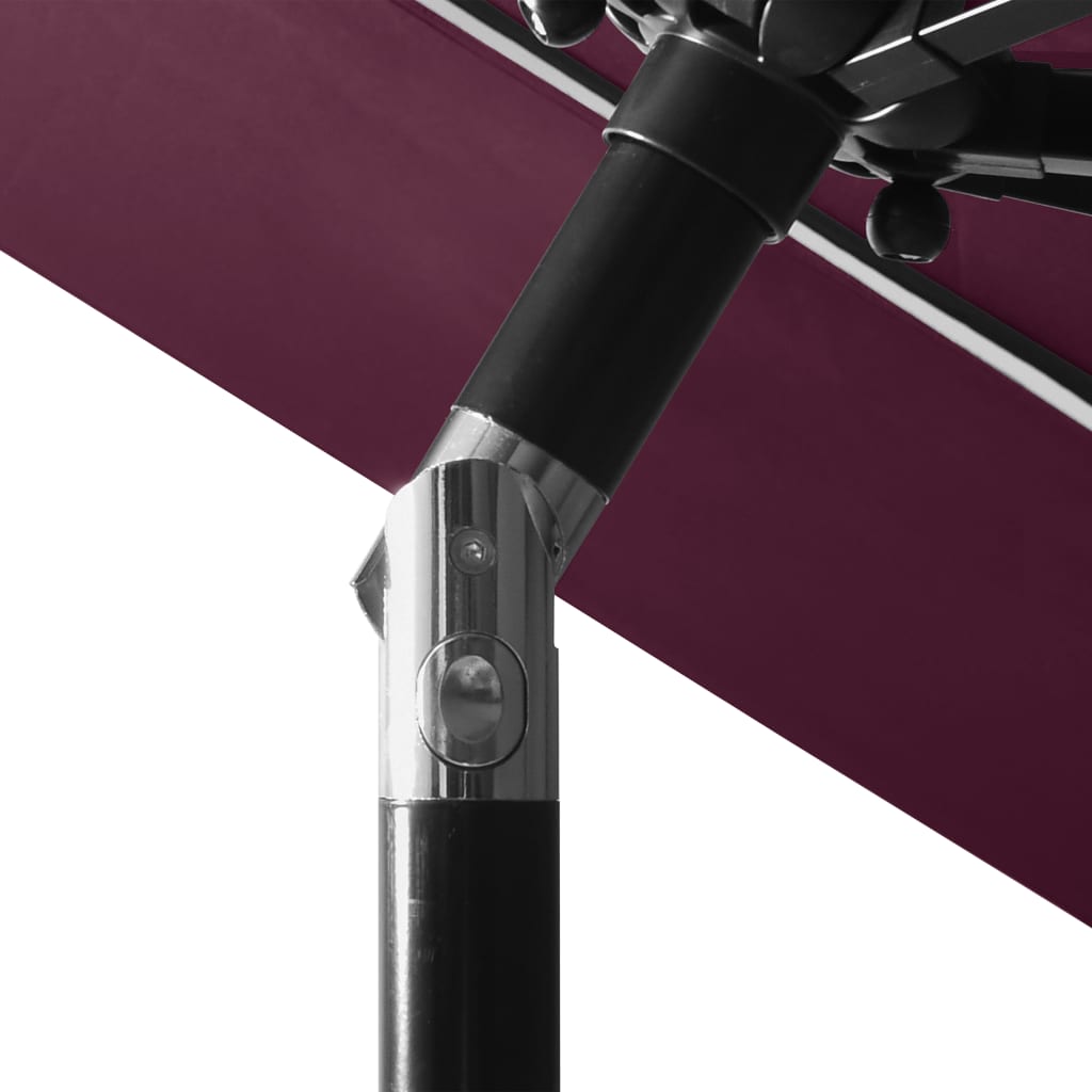 vidaXL 3-Tier Parasol with Aluminium Pole Bordeaux Red 3 m