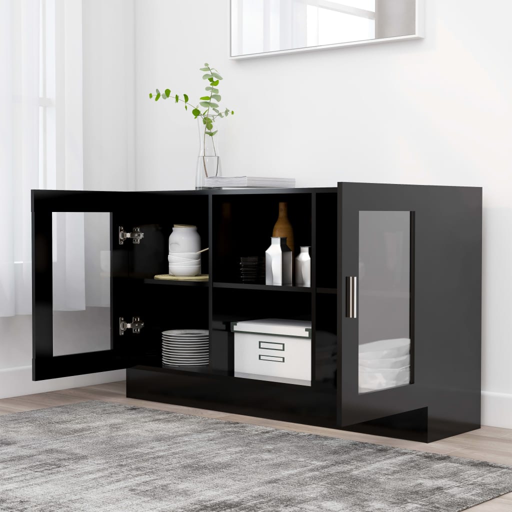 vidaXL Vitrine Cabinet Black 120x30.5x70 cm Engineered Wood