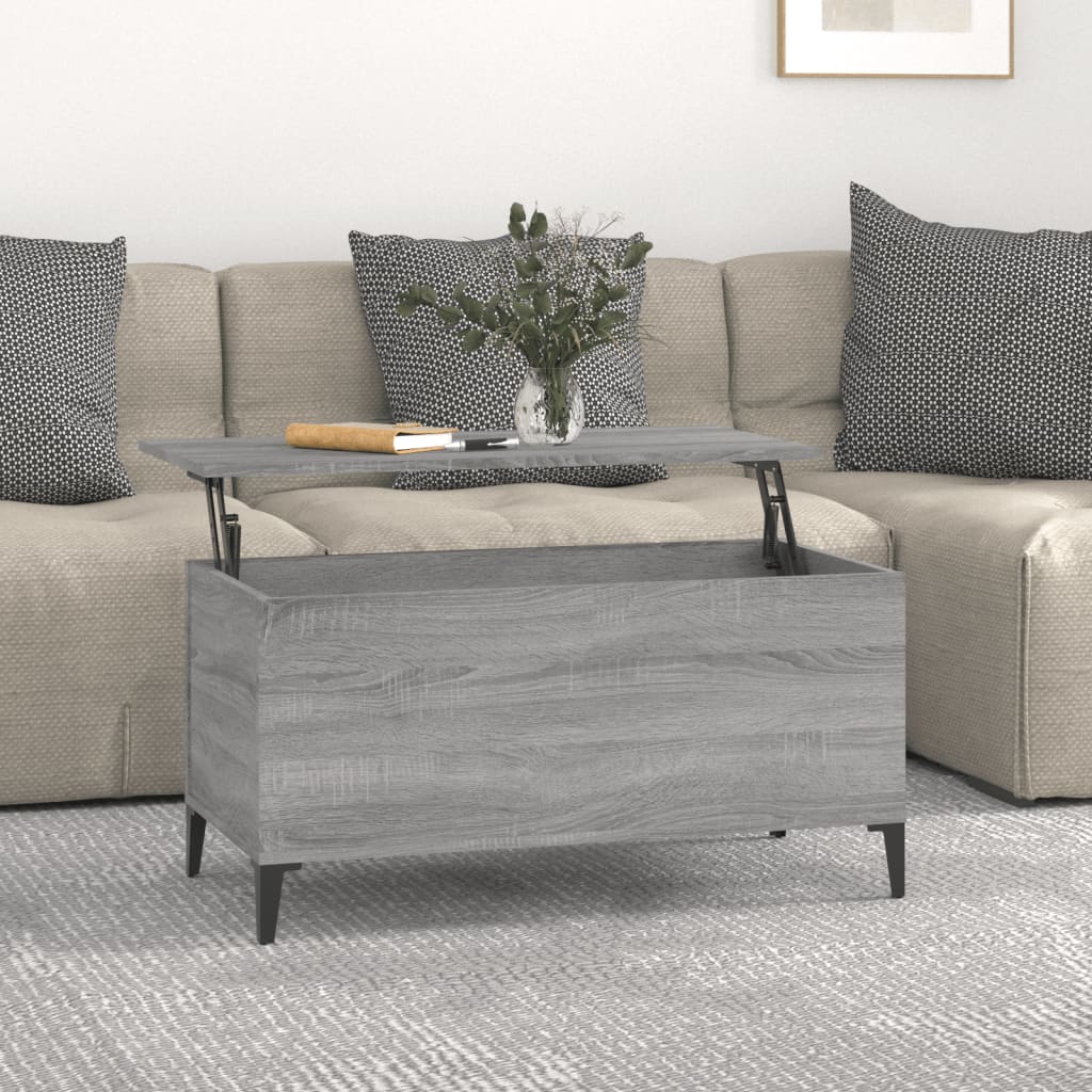 vidaXL Coffee Table Grey Sonoma 90x44.5x45 cm Engineered Wood