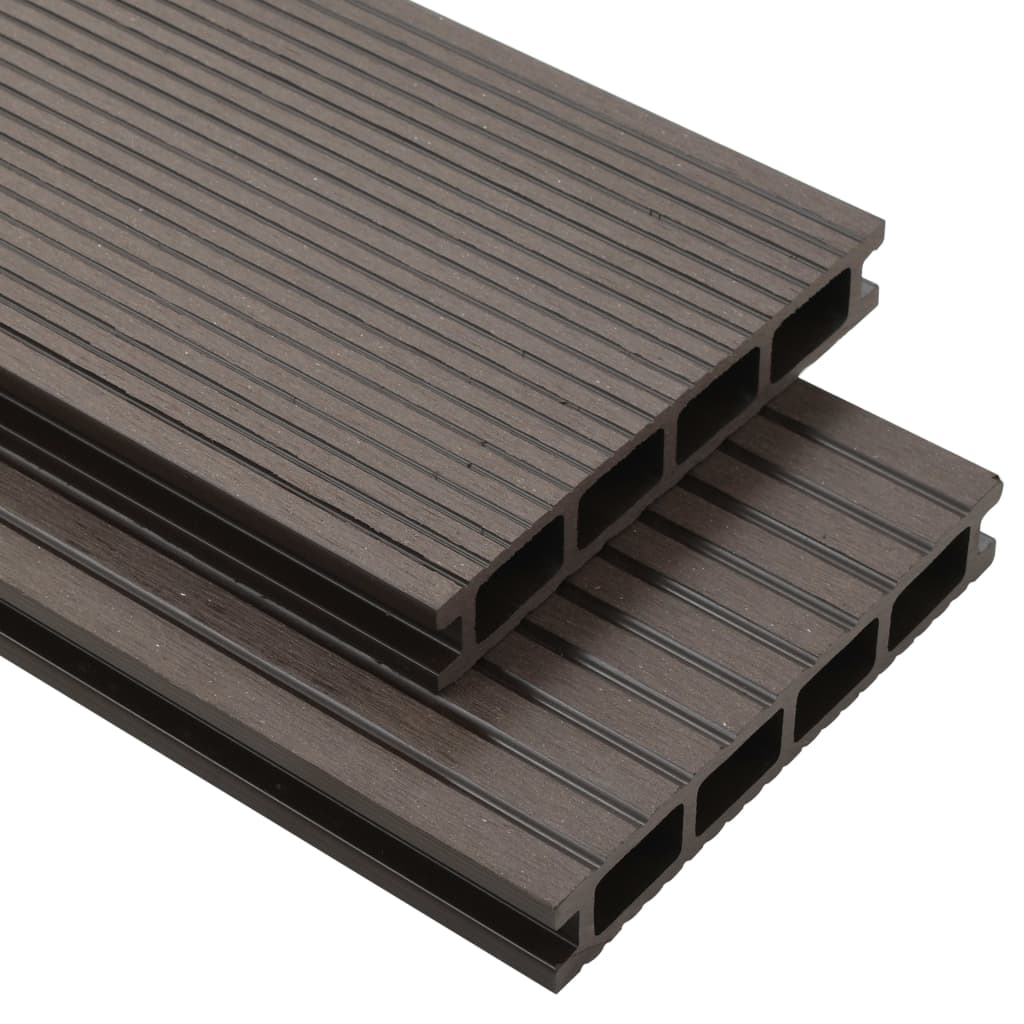 vidaXL WPC Hollow Decking Boards with Accessories 20m² 2.2m Dark Brown