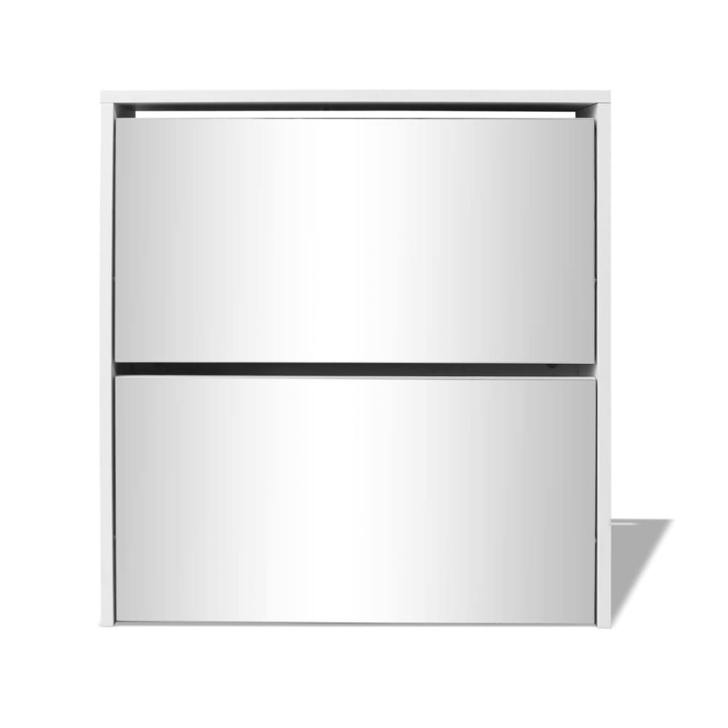 vidaXL Shoe Cabinet 2-Layer Mirror White 63x17x67 cm