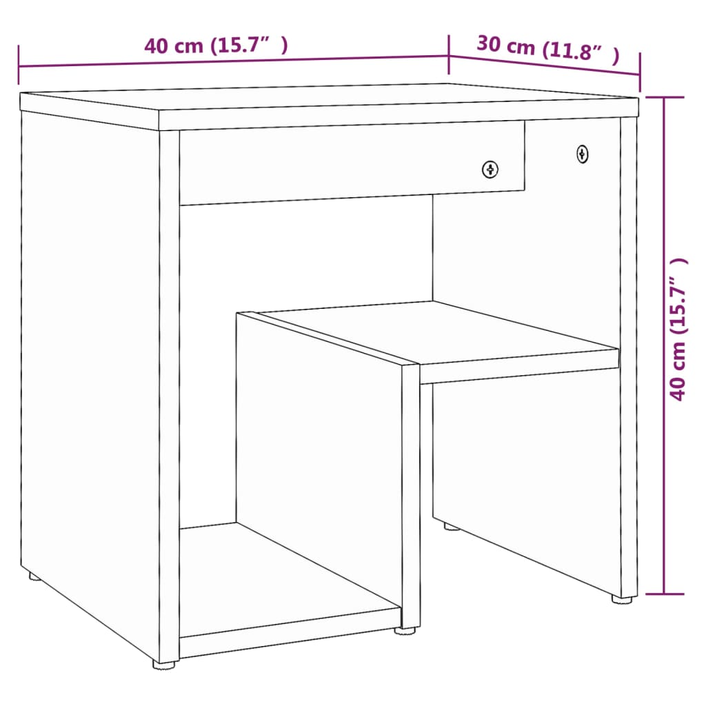 vidaXL Bed Cabinets 2 pcs Smoked Oak 40x30x40 cm Engineered Wood