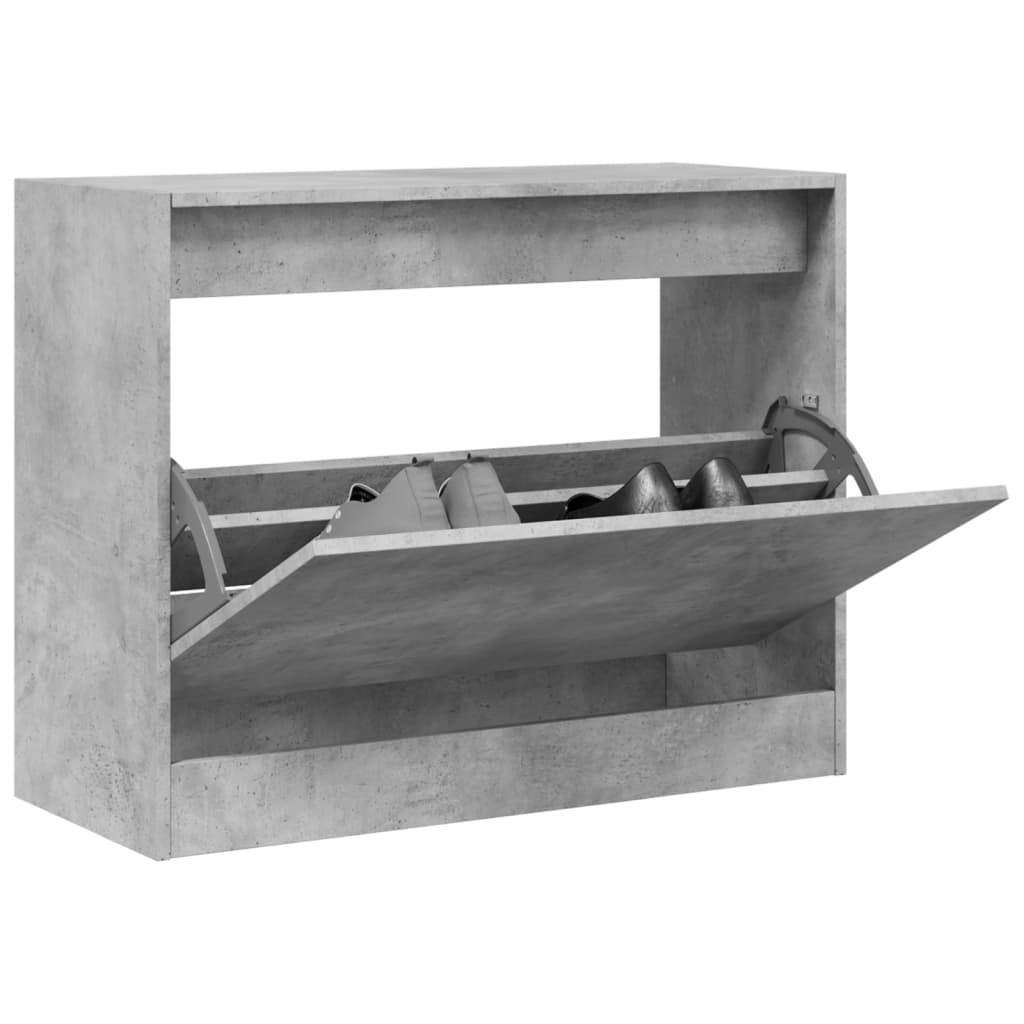 vidaXL Shoe Cabinet Concrete Grey 80x34x63 cm Engineered Wood