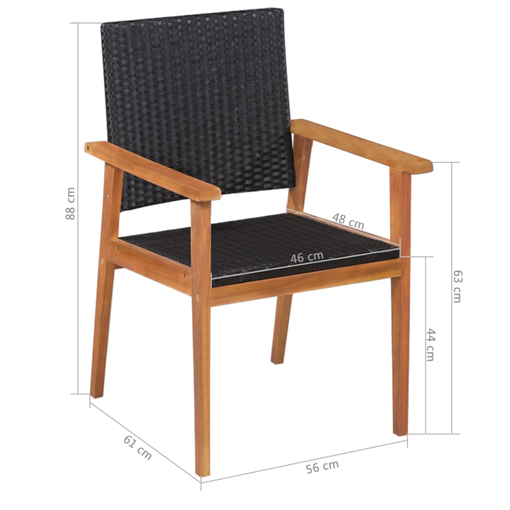 vidaXL Outdoor Chairs 2 pcs Poly Rattan Black and Brown