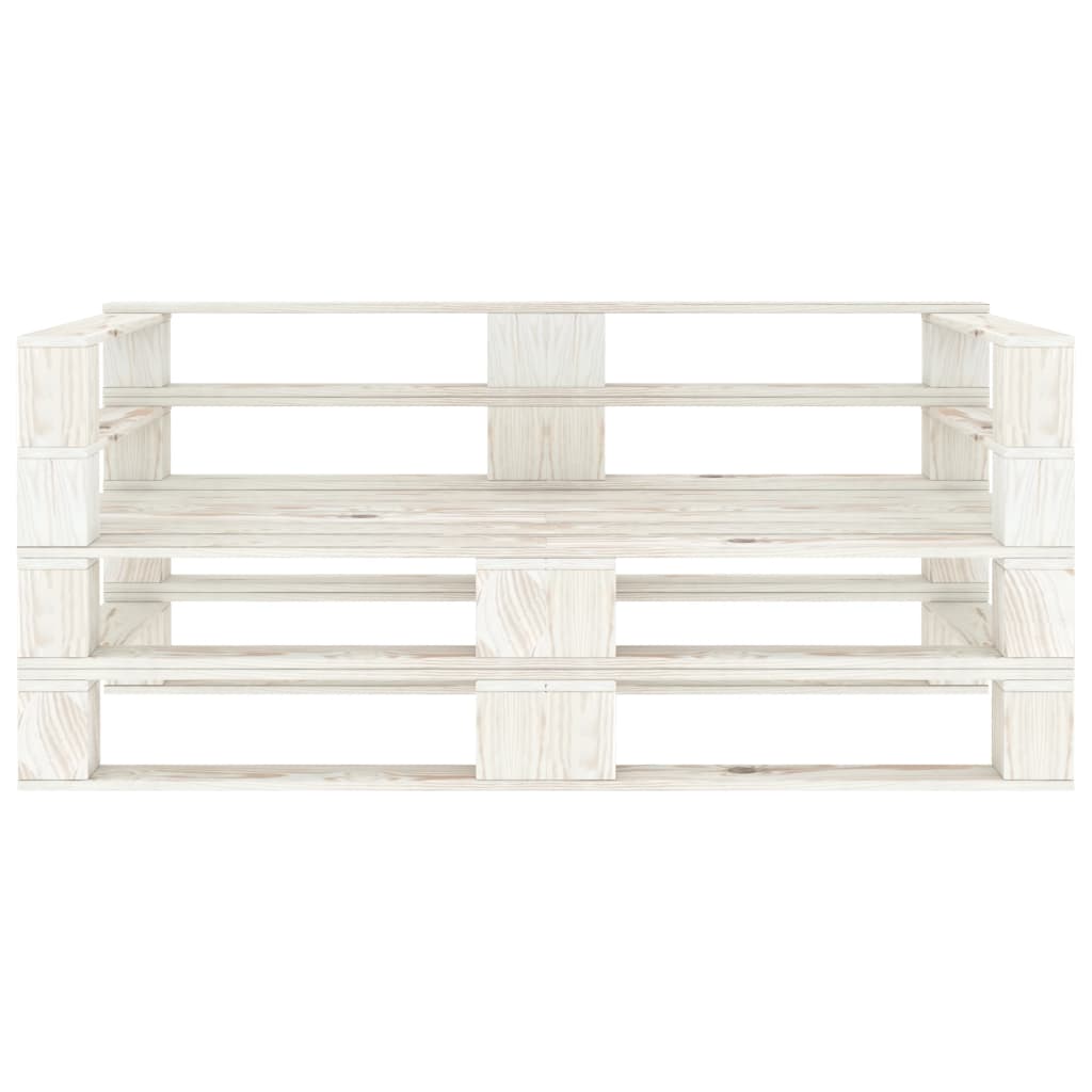 vidaXL Garden Pallet Sofa White 2-Seater Wood