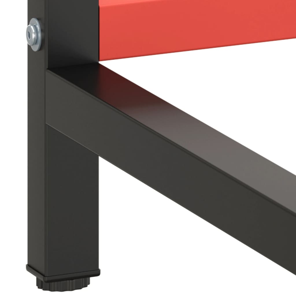 vidaXL Work Bench Frame Matte Black and Matte Red 180x57x79 cm Metal