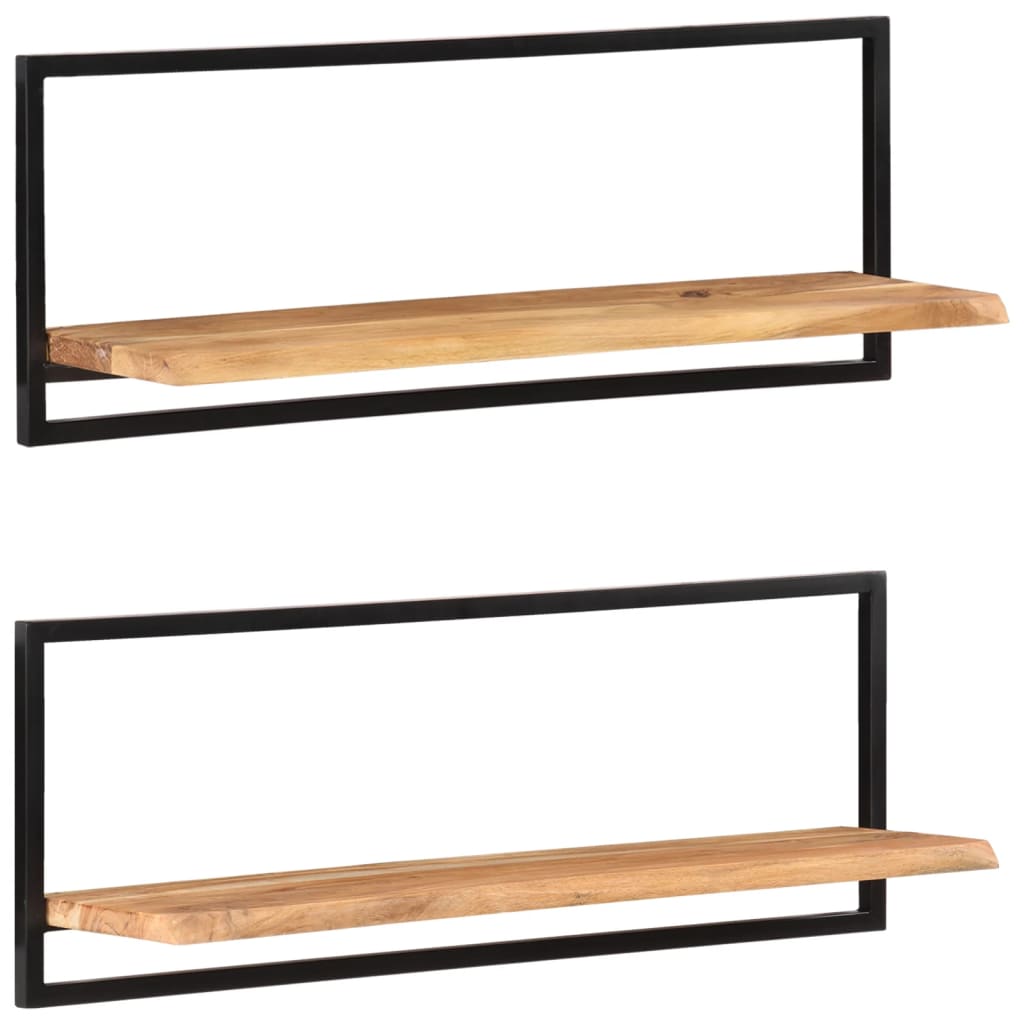 vidaXL Wall Shelves 2 pcs 100x24x35 cm Solid Wood Acacia and Steel