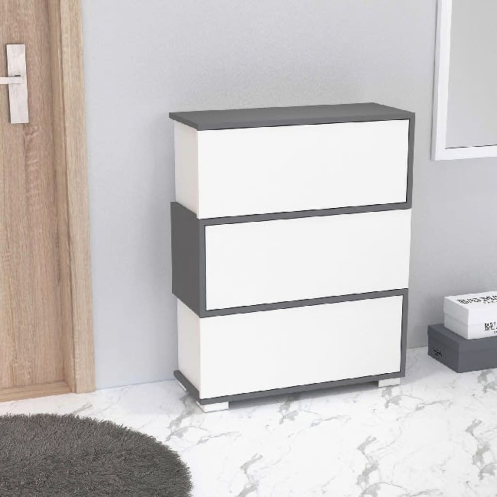 Homemania Shoe Cabinet Zigzag 75x30x95 cm White and Anthracite