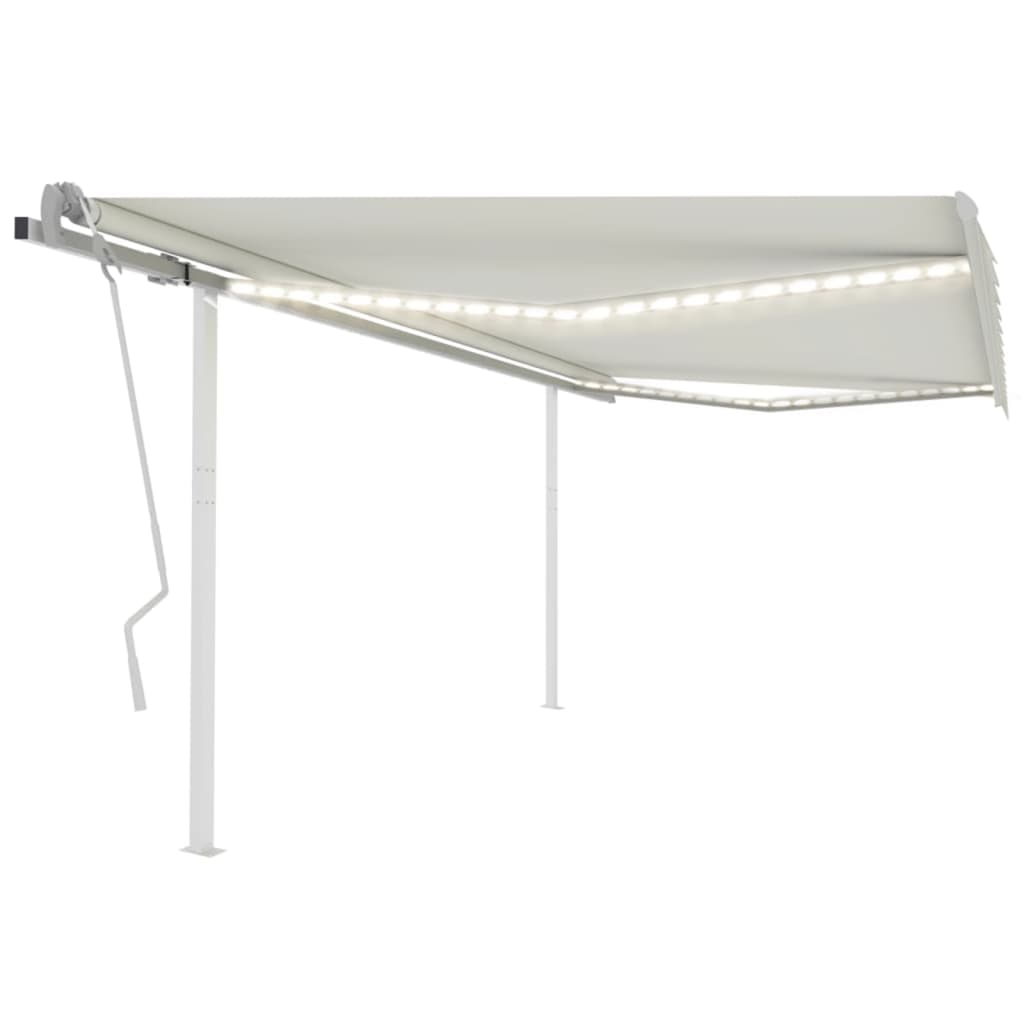 vidaXL Manual Retractable Awning with LED 4x3 m Cream