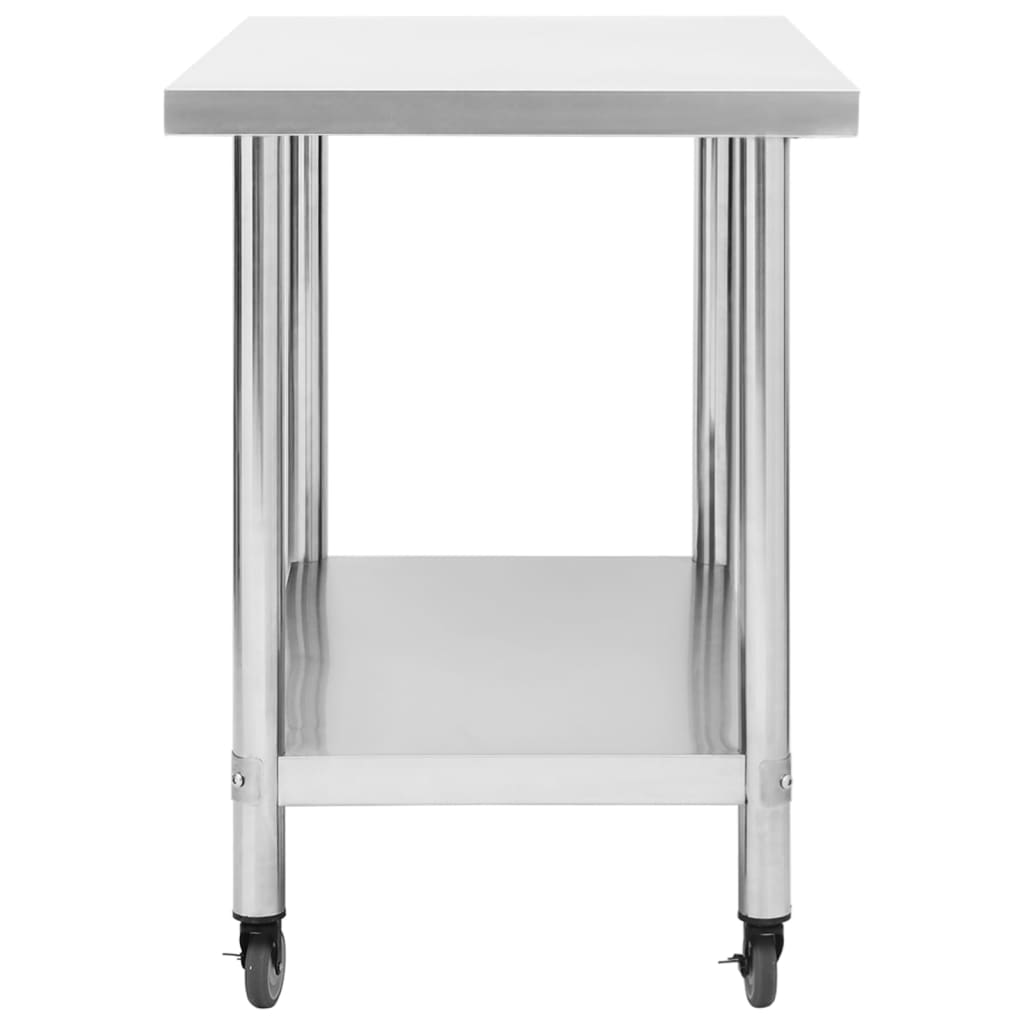 vidaXL Kitchen Work Table with Wheels 80x60x85 cm Stainless Steel