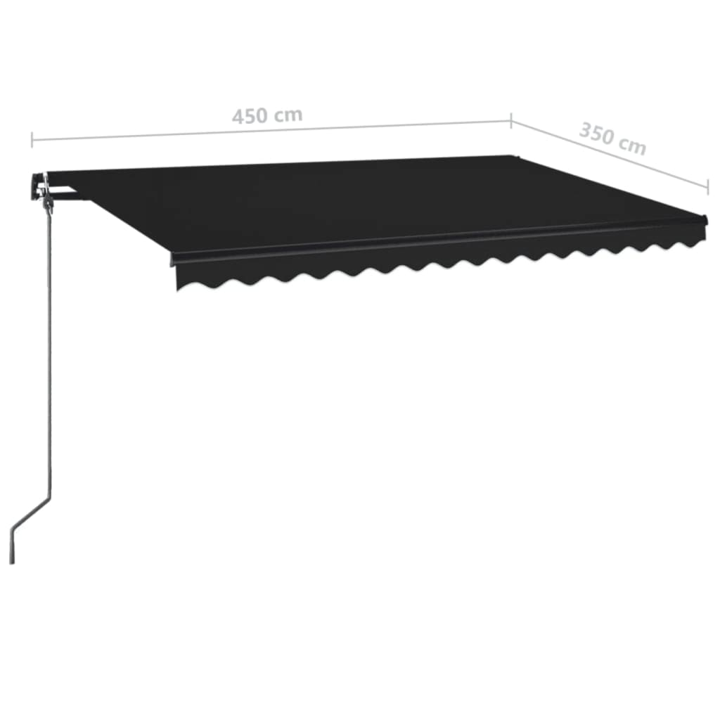 vidaXL Manual Retractable Awning with LED 450x350 cm Anthracite