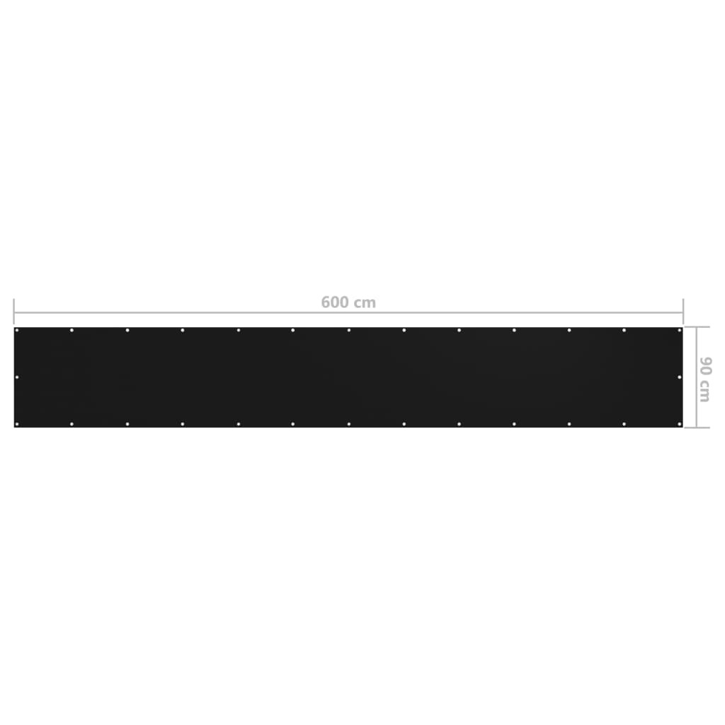 vidaXL Balcony Screen Black 90x600 cm Oxford Fabric