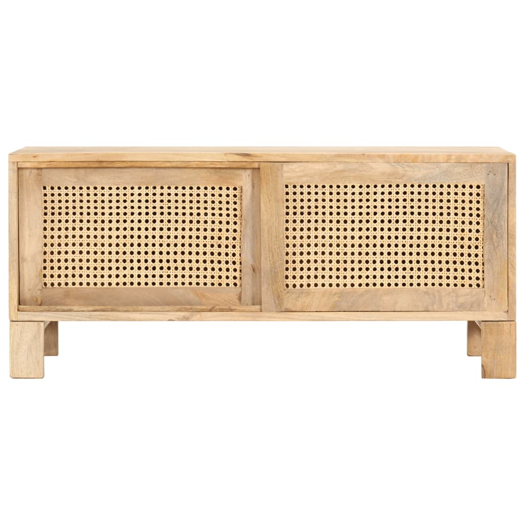 vidaXL Coffee Table 90x50x40 cm Solid Mango Wood and Natural Cane