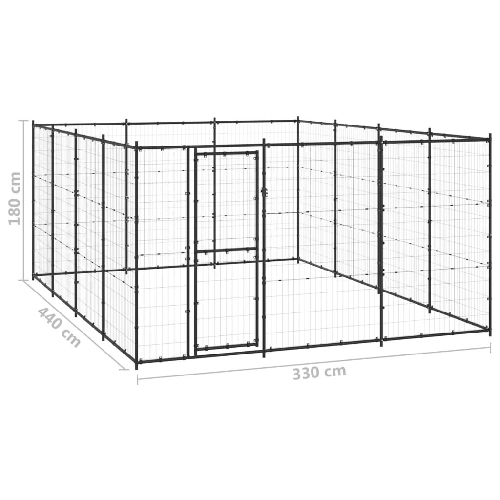 vidaXL Outdoor Dog Kennel Steel 14.52 m²
