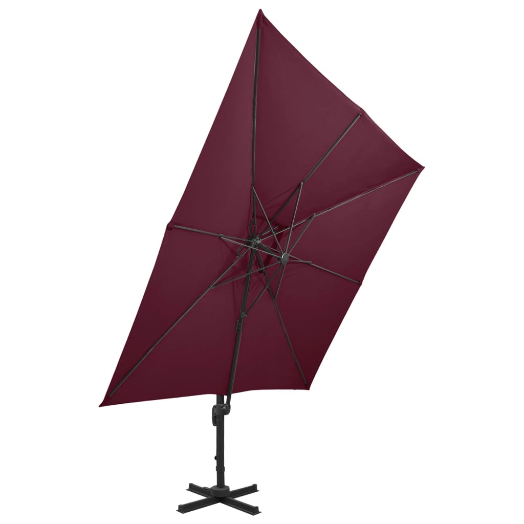 vidaXL Cantilever Umbrella with Double Top 300x300 cm Bordeaux Red