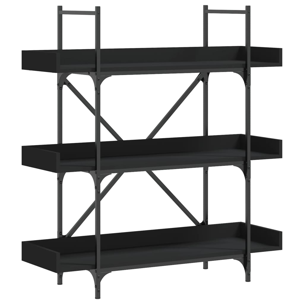 vidaXL Bookcase 3-Tier Black 100x33x108.5 cm Engineered Wood