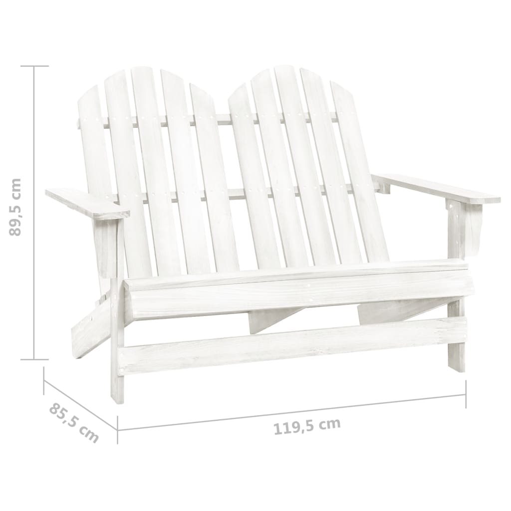 vidaXL 2-Seater Garden Adirondack Chair Solid Fir Wood White