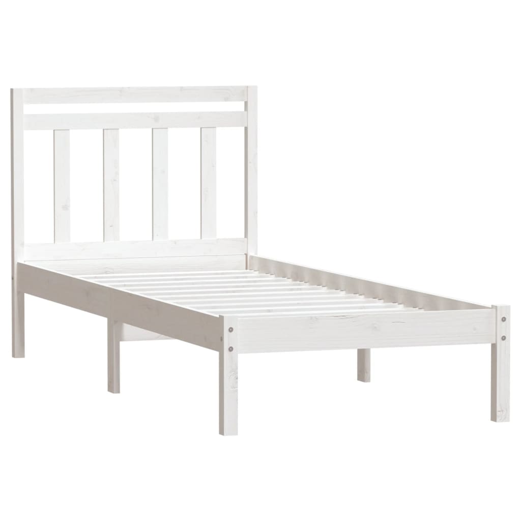vidaXL Bed Frame White 90x190 cm Single Solid Wood