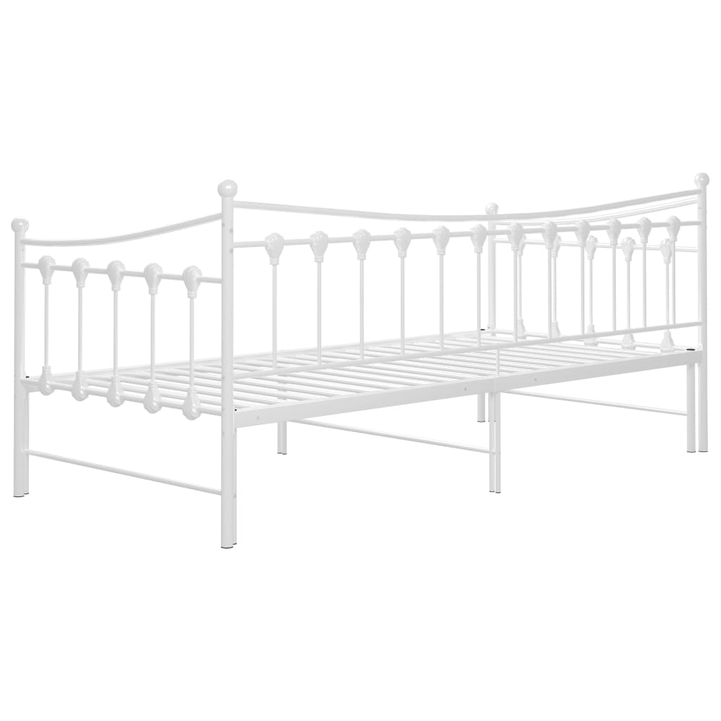 vidaXL Pull-out Sofa Bed Frame White Metal 90x200 cm