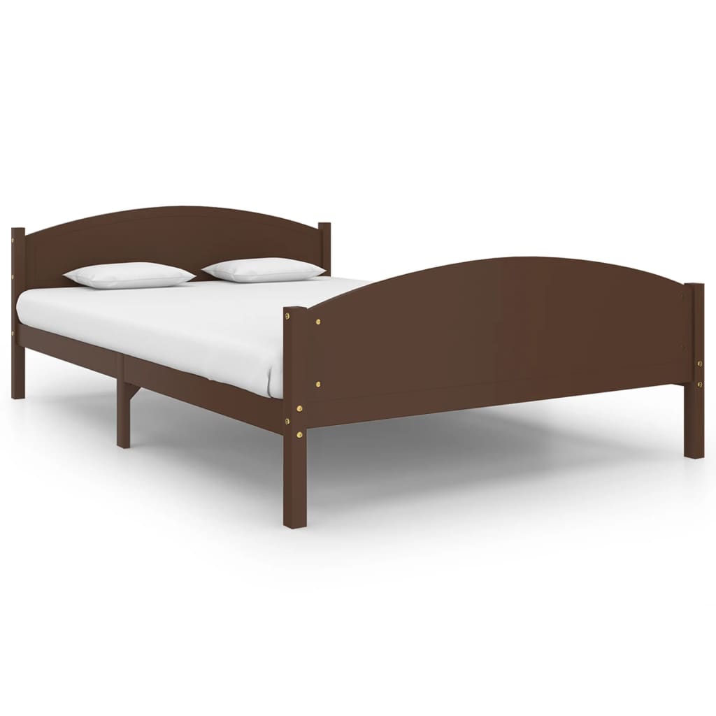 vidaXL Bed Frame Dark Brown Solid Pine Wood 160x200 cm